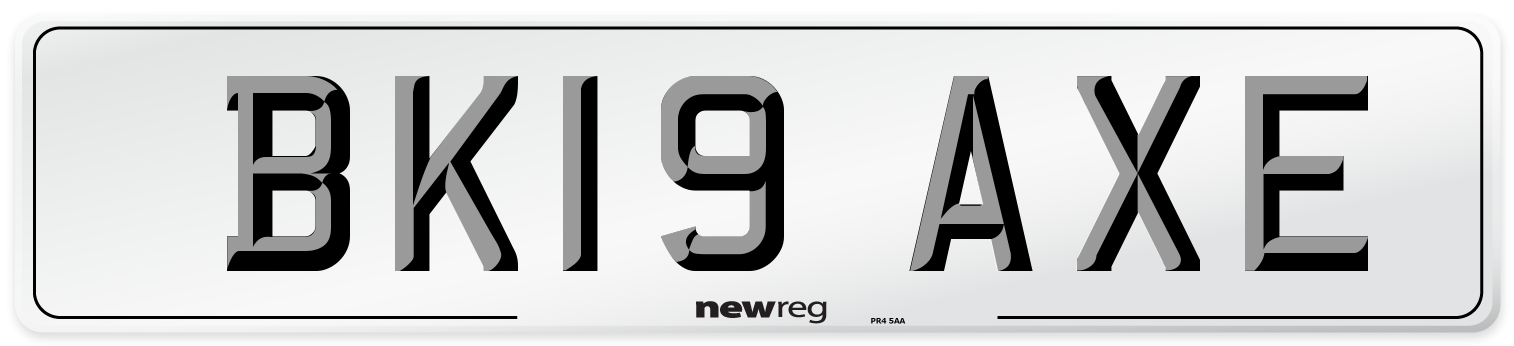 BK19 AXE Number Plate from New Reg